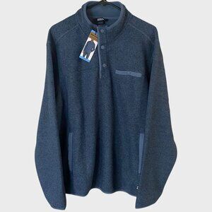 Eddie Bauer Fleece Quarter-Snap Sweater Blue Mens Large Long-Sleeve Pullover New